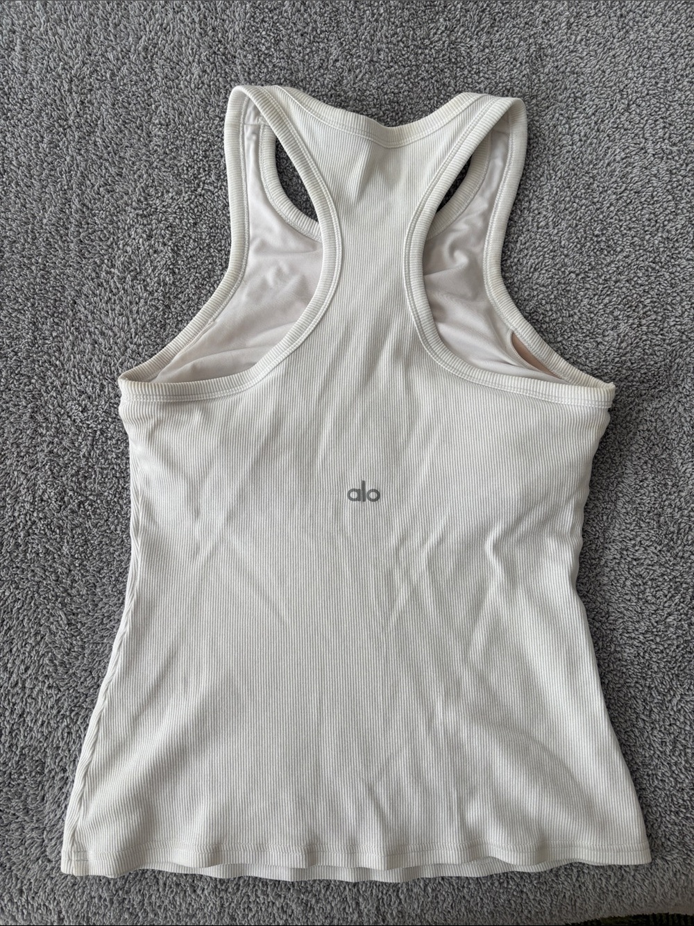 ALO Yoga Cream Ribbed Racerback Tank Top - Picture 2 of 2